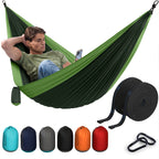 Durable Hammock 500 lb Capacity - Lightweight Nylon Camping Hammock Chair - Double or Single Sizes w/Tree Straps and Attached Carry Bag - Portable for Travel/Backpacking/Beach/Backyard (Large,Green)