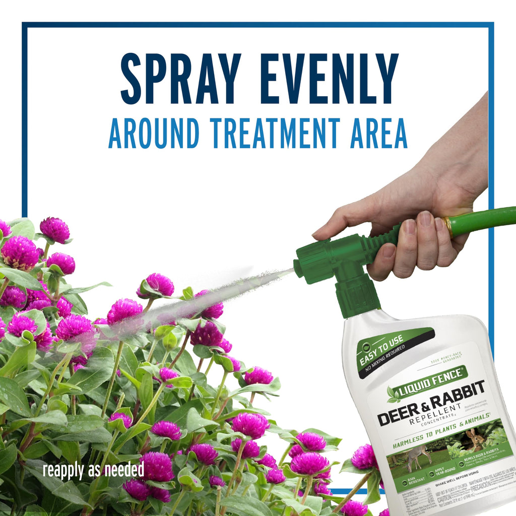 Liquid Fence Deer And Rabbit Repellent Concentrate 32 Ounces, Hose-End Sprayer