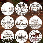 Christmas Stencils 12” Christmas Stencil for Wood Round Xmas Stencil for Painting Holiday Stencils Merry Christmas Holy Night Drawing Templates for Door Hanger Porch Wreath Home Decor