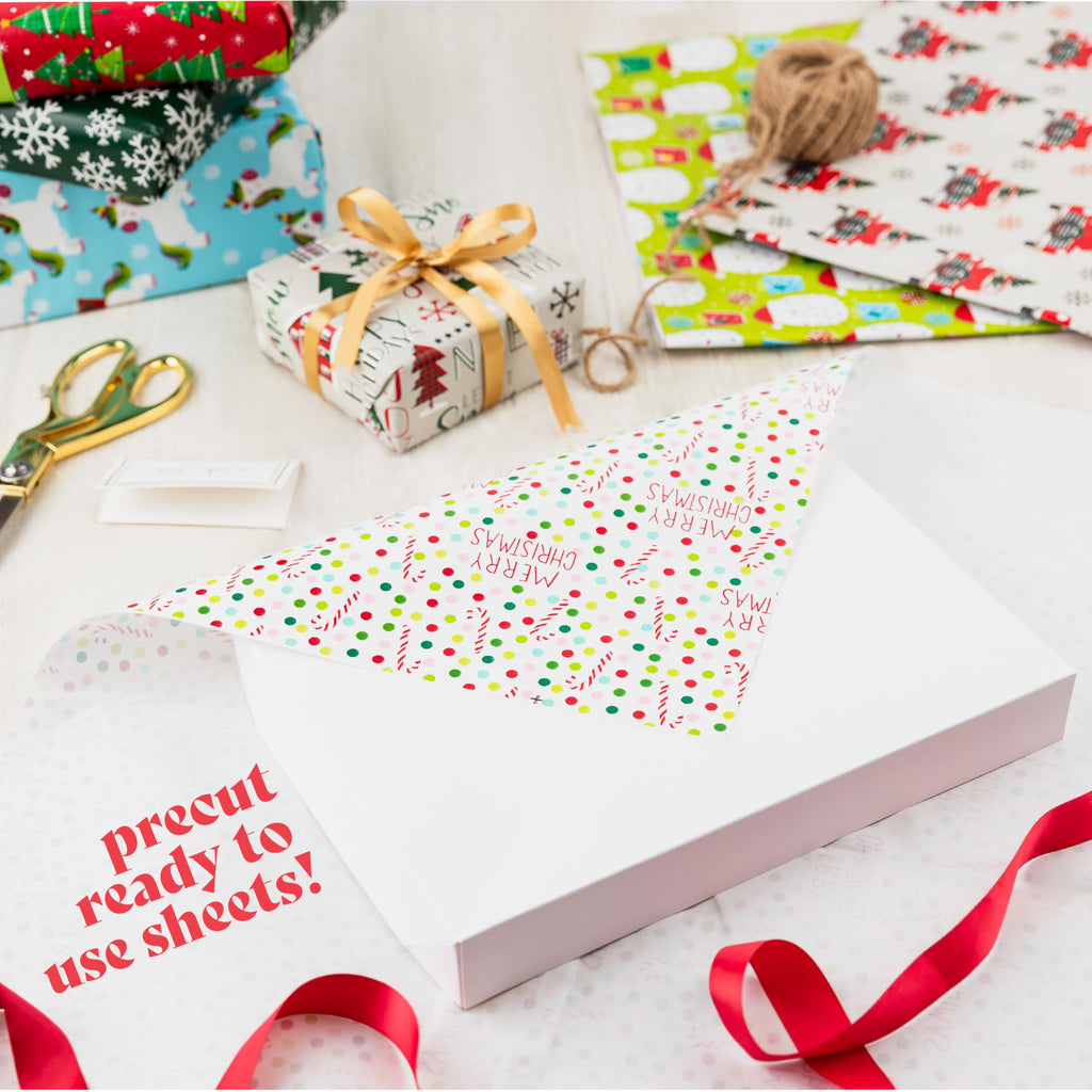 Christmas Wrapping Paper Sheets- 40 Precut Sheets Christmas Gift Wrap Paper- Christmas Paper Wrapping Sheets (30"x20")- 8 Unique Patterns of Holiday Wrapping Paper, 40 Sheets