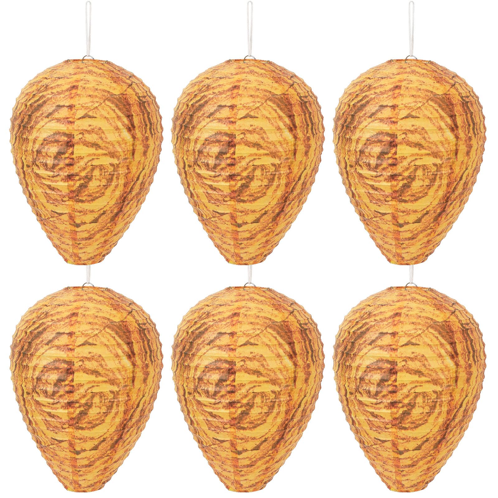 DECYOOL 6 Pack Orange Wasp Nest Decoy Hanging Wasp Deterrent for Wasps Hornets Yellow Jackets