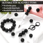 Loetere 40 Pcs 20mm Rhinestone Beads Crystal Round Disco Ball Beads Bulk Chunky Bubblegum Beads Charms for Christmas DIY Pens Making Jewelry Supplies Craft European Style Bracelets (Black)