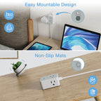TESSAN Small Flat Plug Power Strip, Ultra Thin Extension Cord 5 ft, 3 AC Outlets with 3 USB Ports (1 USB C), Multiple Wall Outlet Extender for Cruise Travel Office School Dorm Room Essentials