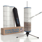 Cyclone Filter Cleaner – Patented Hose-Powered Spinning Pool Cartridge Filter Cleaning Tool with Stand & Spray Wand – Cleans 5X Faster – Fits 3”, 4”, 6” ID Filters