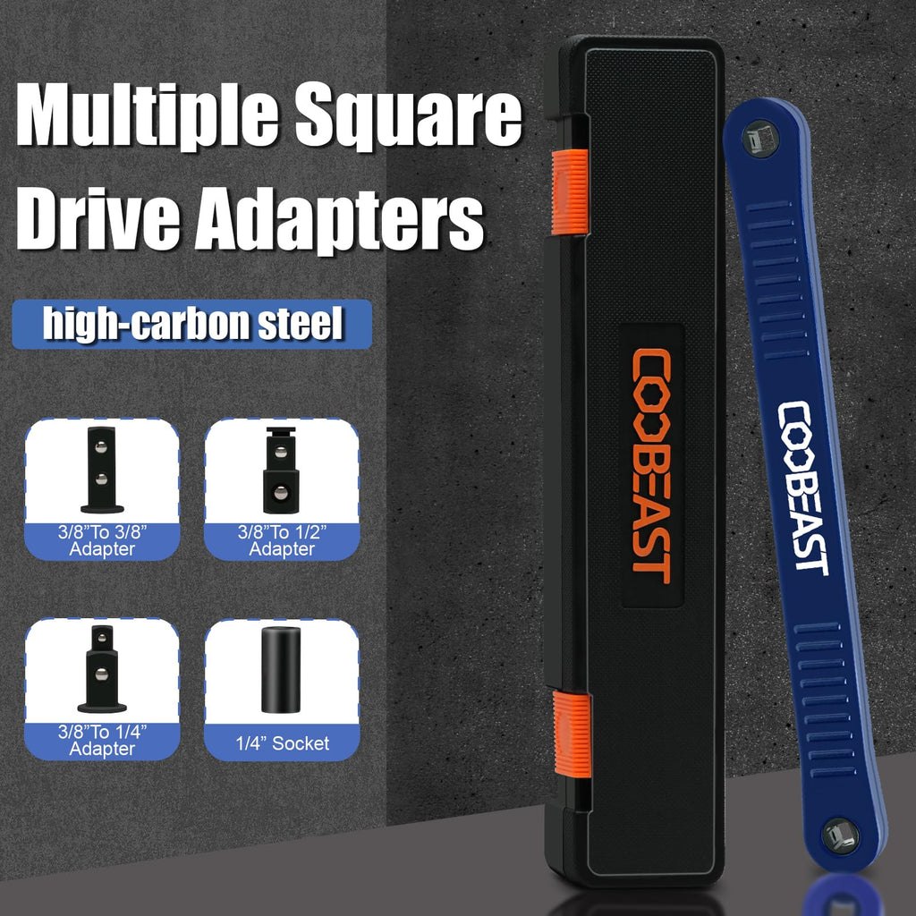 coobeast Offset Extension Wrench Impact Ready Socket Wrench Extender Tool with Versatile 1/4", 3/8", and 1/2" Square Drive Adapters, Universal Extensions Wrench for Small Place