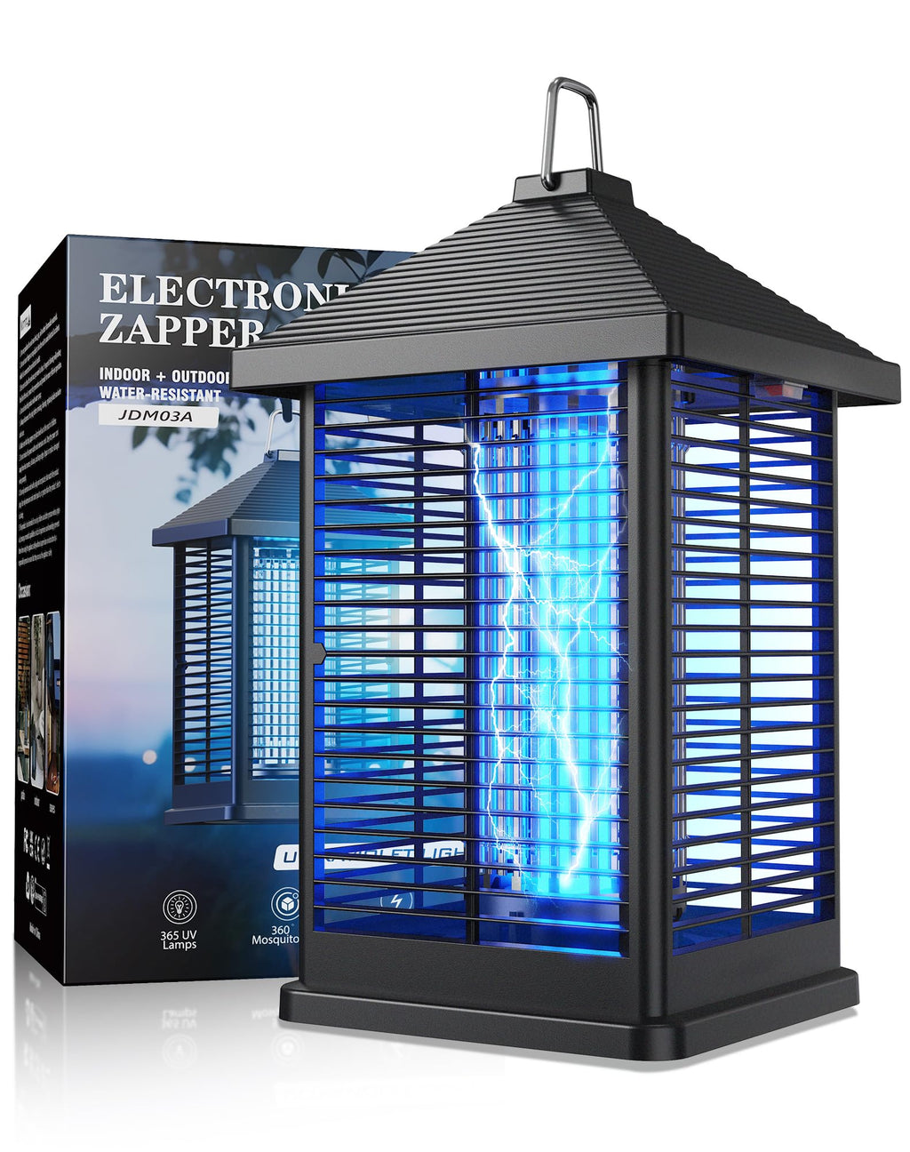 REOGLE Bug Zapper Indoor & Outdoor with Auto Smart Light Sensor, 4000V Electric Mosquito Zapper, Insect Fly Trapper, Covers 2100 sq ft, IPX4 Waterproof Mosquito Lamp for Patio, Garage, Backyard, Porch