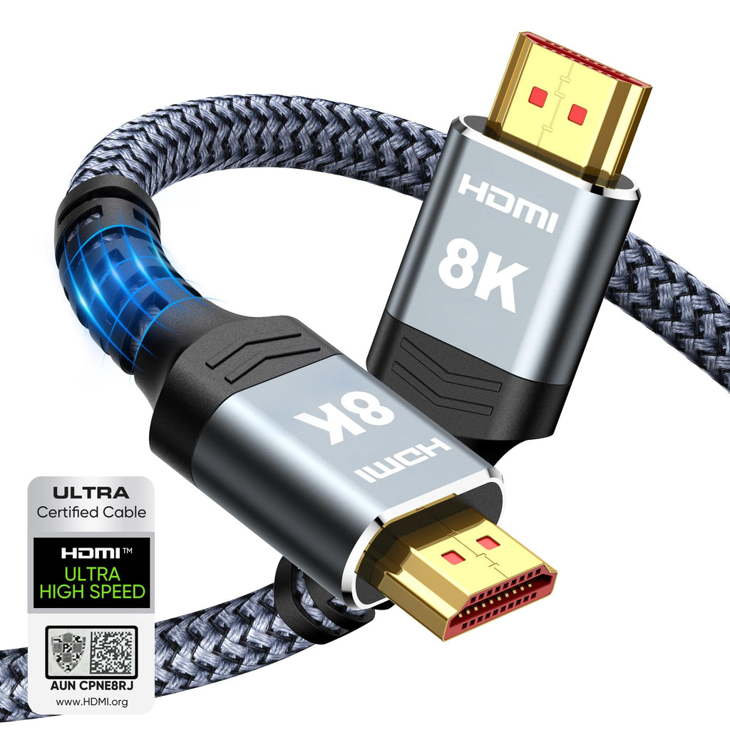 8K 10K 4K HDMI Cable 48Gbps 6.6FT/2M, Certified Ultra High Speed 2.1 HDMI Cable Braided Cord-4K@120Hz 8K@60Hz, DTS:X, HDCP 2.2 & 2.3, HDR 10 Compatible with DVD Player/PS5/HDTV/Blu-ray