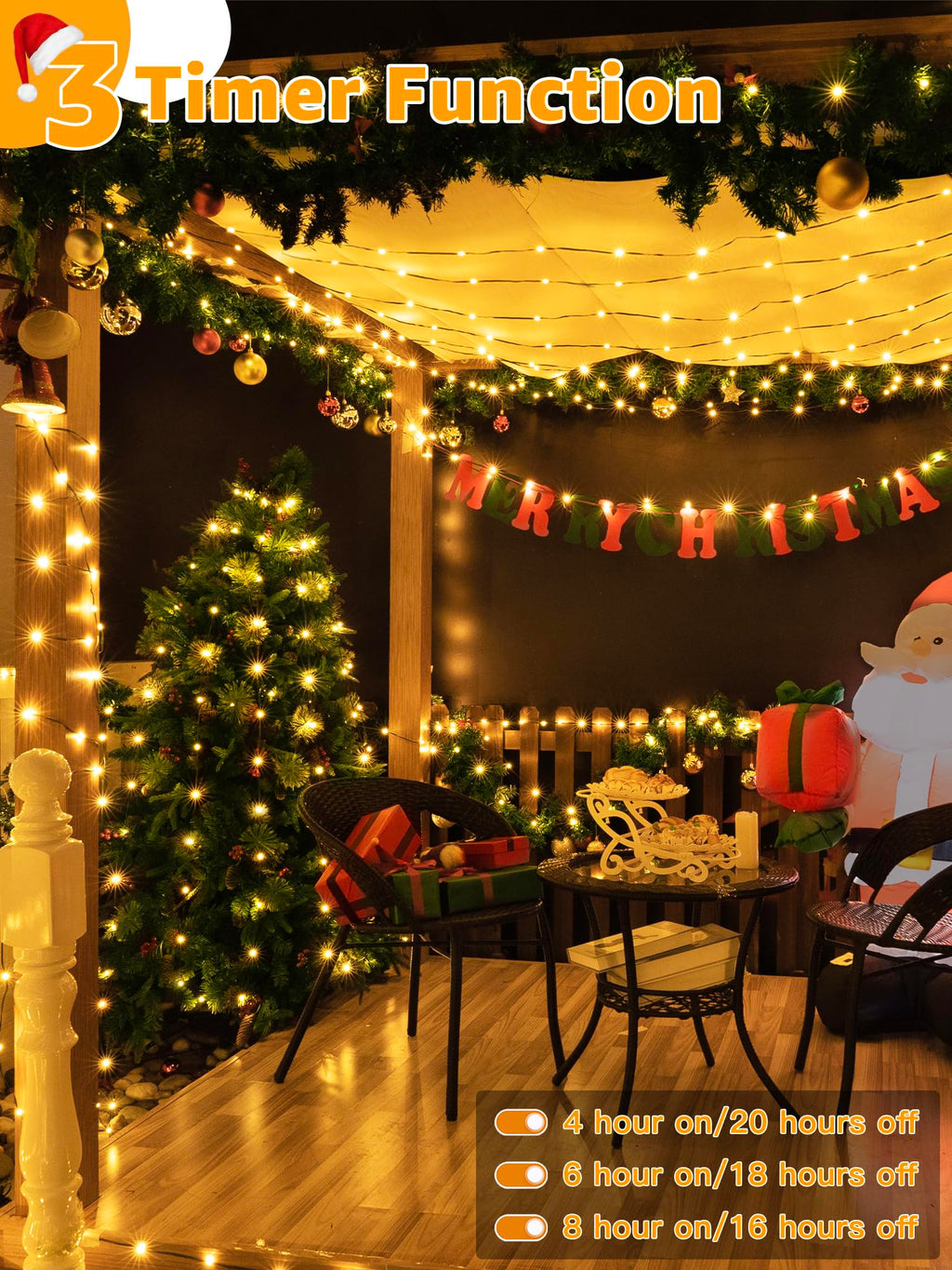 BrightChristmas Christmas Lights 1200 LED 394 FT, Waterproof Outdoor String Lights with Remote and Timer, Christmas Tree Lights with 8 Modes Dimmable, Fairy Lights for Holiday Decor (Warm White)