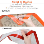 MMmat Silicone Baking Mat - Best German Silicone - Non Slip Silicone Baking Sheet, Non Stick Reusable Silicone Mats For Baking, Oven Liner, Counter Mat, 2 Half Sheets Macaron Baking Mats