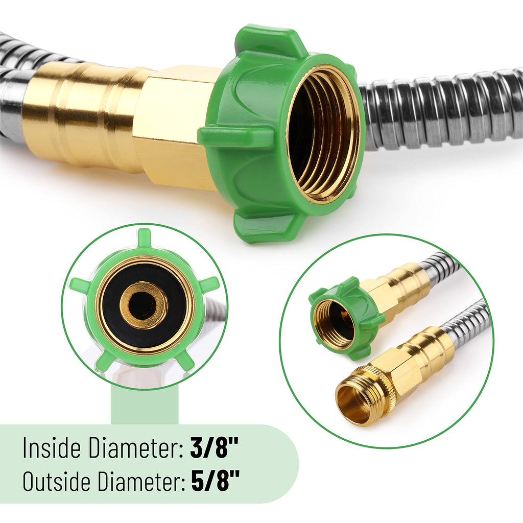 UNCO- Short Garden Hose, 3 Feet, Heavy Duty Stainless Steel Hose, Water Garden Hose, Metal Garden Hose