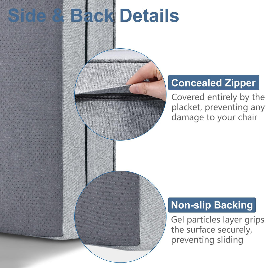 Shinnwa Gel Memory Foam Recliner Cushion for Elderly, Extra Large Seat Cushion, Dual-Layer Foam Chair Pad for Couch, Armchair, Wicker Chairs, Floor, 18 × 18 × 4in, Light Gray