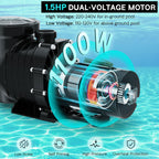 Oswerpon Pool Pump Above Ground/Inground, 1.5 HP 6600GPH Powerful Selfpriming Pool Pumps for 15,000-31,000 Gallons Pools, Dual Voltage Swimming Pool Pump with Strainer Basket & Drain Plug