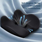 Benazcap Large Wheelchair Cushions Seat Cushions, Coccyx Cushion for Tailbone Pain Relief, Office Chair Cushions/Car Seat Cushion for Pressure Relief Sciatica Pain Relief for Long Sitting-Black