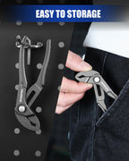 WORKPRO Mini Water Pump Pliers, 4-Inch Groove Joint Pliers, Fast Adjustable Tongue and Groove Plier with 15-Position Push-Lock, V-Jaw for Multi-Surface Grip, EDC Plier for Tight Spaces & Versatile Use