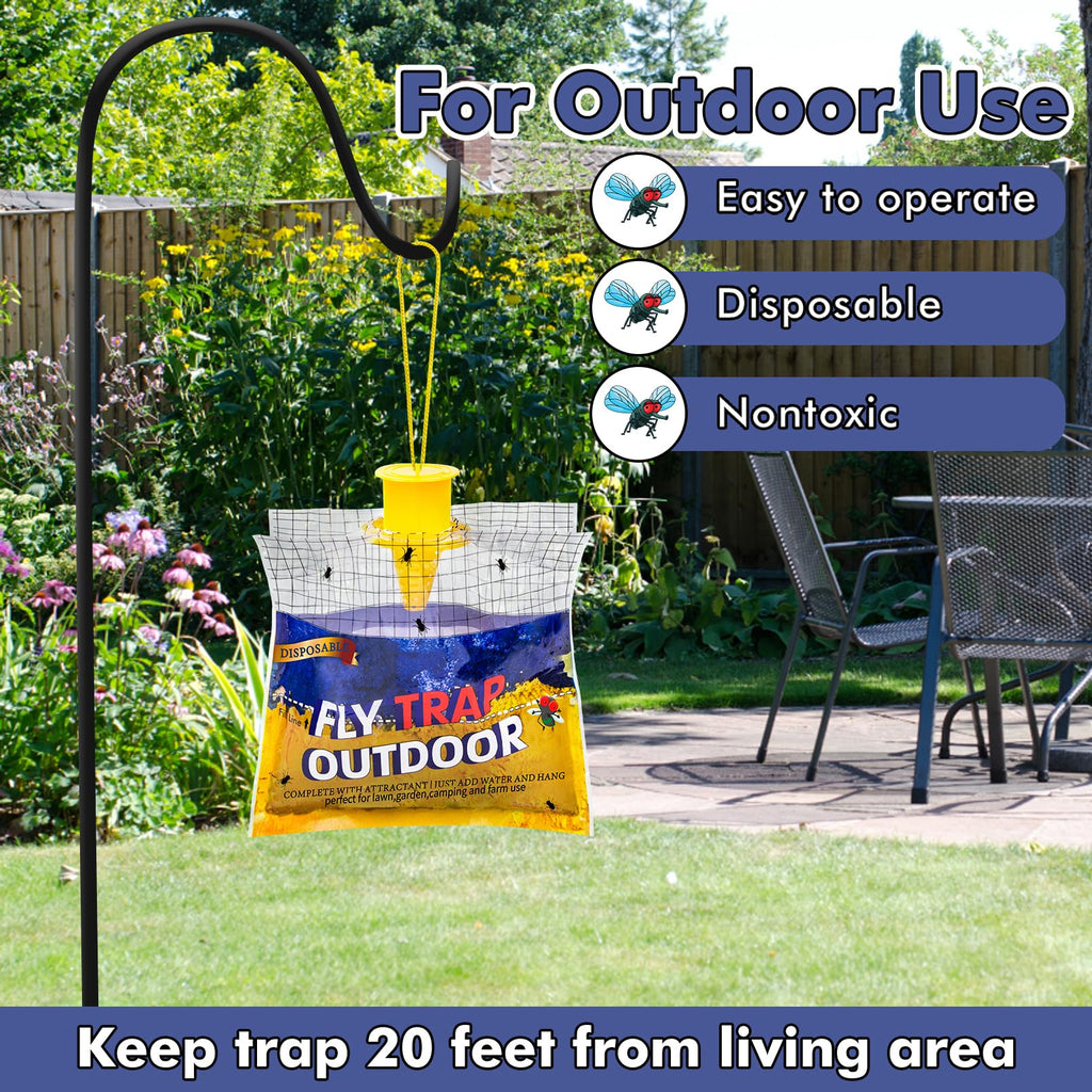 Fly Traps Outdoor Fly Trap Hanging with 30g Fly Bait, Natural Pre-Baited Fly Bags Outdoor Disposable Stable Horse Ranch Fly Trap Bag Fly Catchers Killer Outdoor 8 Pack