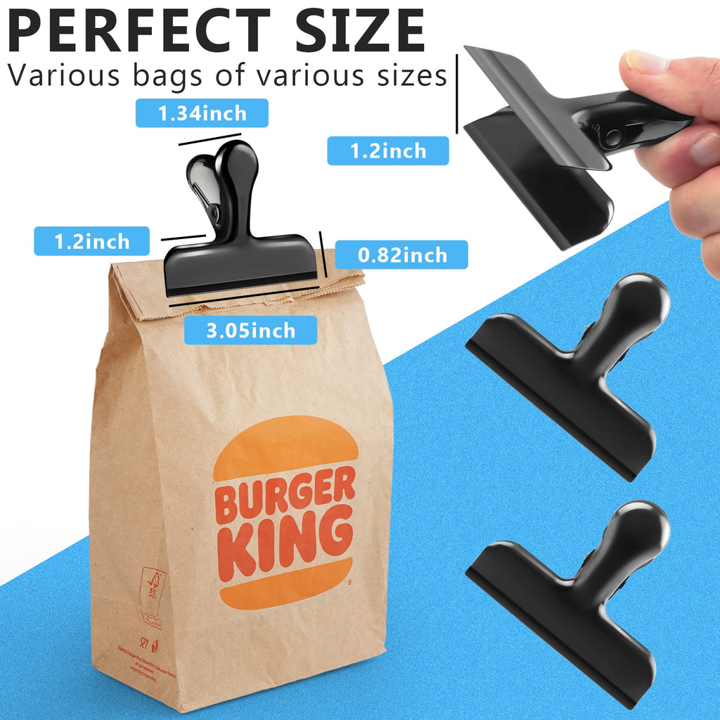 Bag Clips, Heavy Duty Stainless Steel Chip Clips, 8 Pack Food Bags Clamp Great for Kitchen Office to Seal Coffee Bags, Paper Sheets - Pack of 8