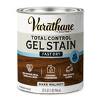 Varathane Total Control Gel Stain | Low Odor Water-Based Formula | Thick Gel Formula for Vertical Surfaces | Ideal for Wood, Metal & Fiberglass | Quart | Dark Walnut