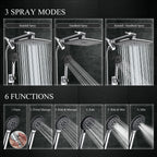 Veken 11.8 Inch Rectangle High Pressure Rain Shower Head Combo with Extension Arm- Wide Showerhead with 5 Handheld Water Spray - Adjustable Dual Showerhead with Anti-Clog Nozzles - Silver Chrome