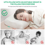 UTTU Cervical Pillow for Neck Strain Relief, Memory Foam Neck Pillow for Sleeping, Adjustable Orthopedic Sandwich Pillow, Contour Cooling for Side Back Stomach Sleeper, Queen(23.6"×14"×4.7"/3.9")