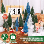 30Pcs Mini Christmas Trees Artificial Christmas Tree Bottle Brush Trees with Wooden Base for Christmas Decor Christmas Party Home Table Craft Decorations(Green+Blue+White)