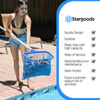 Pool Skimmer Net, Heavy Duty Leaf Rake Cleaning Tool, Fine Mesh Net Bag Catcher Blue