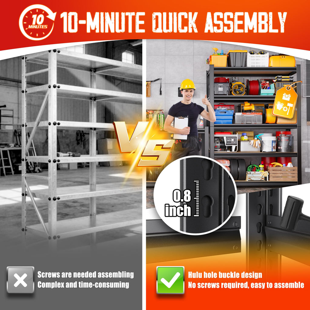 71"H-32"W-14"DGarage Shelving-5 Tier Garage Storage Shelves,Adjustable Heavy Duty Metal Shelving Unit and Storage Large Rack,Utility Steel Shelf For Warehouse Industrial Pantry Basement Organizers