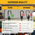 Bungee Cords Heavy Duty Outdoor: 20 Pcs Premium Rubber Bungee Cords with Hooks in a Storage Jar Includes 10", 18", 24", 30", 36", 48" Bungee Cord for Camping, Tent, Fastening Items