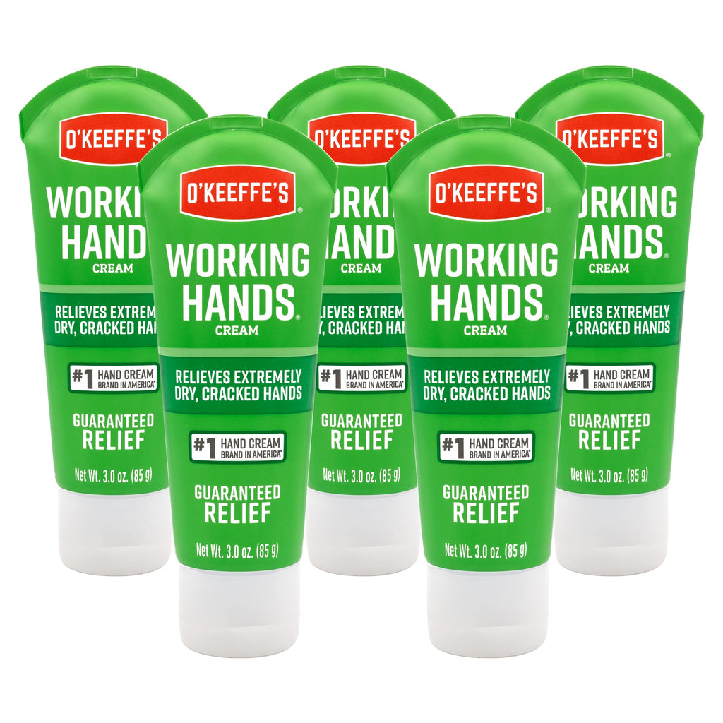 O'Keeffe's Working Hands Hand Cream, Relieves and Repairs Extremely Dry Hands, 3 oz Tube, (Pack of 5)