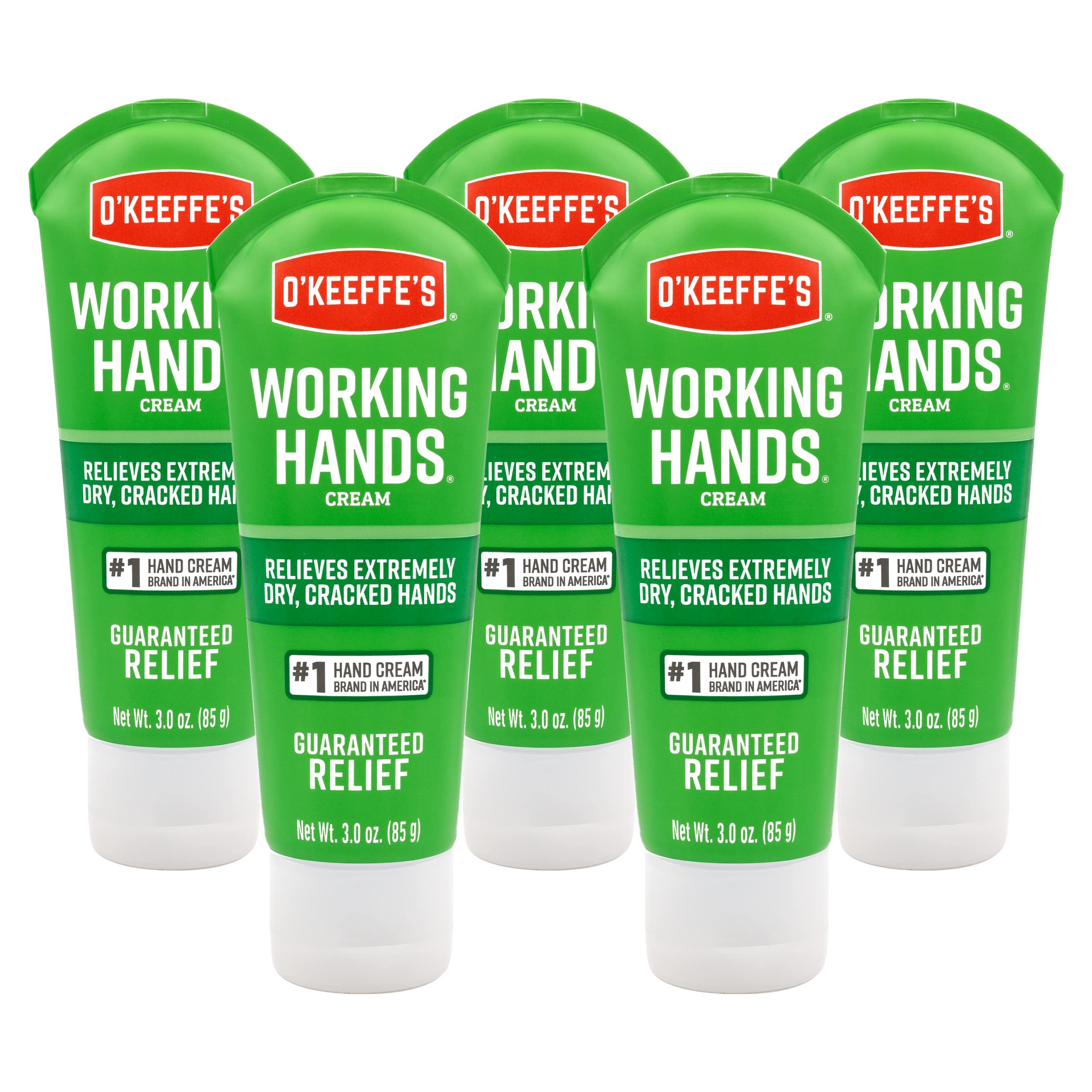 O'Keeffe's Working Hands Hand Cream, Relieves and Repairs Extremely Dry Hands, 3 oz Tube, (Pack of 5)