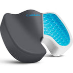 Office Chair Seat Cushion, Cooling Gel Enhanced Memory Foam Cushion for Long Sitting - Back, Sciatica, Coccyx, Tailbone Pain Relief Pillow - for Office, Gaming, Car, Wheelchair - Grey, Large