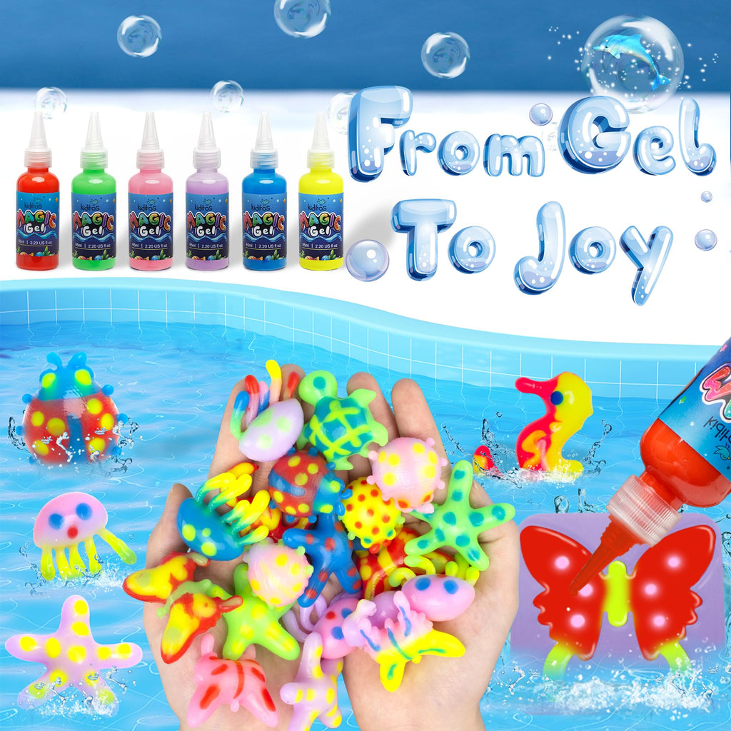 Kiditos Glow in The Dark Magic Water Elf Toy Kit, Magic Aqua Fairy Water Gel Kit with 6 Glow Colors and 6 Molds. Christmas Gifts, Birthday Gifts, Party Favors, Arts & Crafts DIY STEM Kits for Kids