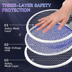 Qualirey 2 Pcs Electric Fly Swatter Racket 3000V 2 in 1 Bug Zapper Racket USB Rechargeable, Powerful Mosquitoes Trap Lamp and Fly Killer with 3 Layer Safety Mesh for Indoor Outdoor (White,Round)
