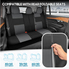 BDK PolyPro Car Seat Covers Full Set in Gray on Black, Front and Rear Split Bench Seat Covers for Cars, Easy to Install Car Seats Cover Set and Accessories for Auto Trucks Van SUV - Gray