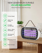 Buzbug Upgraded LED Bug Zapper Indoor, LED Bulbs Up to 50,000 Hours, 3 Lamps Sustainable Less Power, 3800V Powerful Electric Mosquito Zapper, Fly Trap Mosquito Trap, Fly Killer Fly Zapper