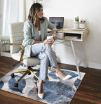 SAIKOOWA Office Chair Mat for Hardwood Floor,36"*48" Highly Premium Quality Protector Floor Mat,Desk Chair Mat - 2.15lbs Anti-Slip Chair Rug Mat for Office Home Laminate Floor Blue Leaf