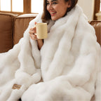 Bedsure GentleSoft Fluffy Throw Blanket, 870GSM Soft Bubble Faux Fur Throw Blanket for Couch, Fuzzy Plush Winter Decor for Christmas, Thick Warm Furry Cozy Gifts for Women Girls Mom, Cream, 50"x60"