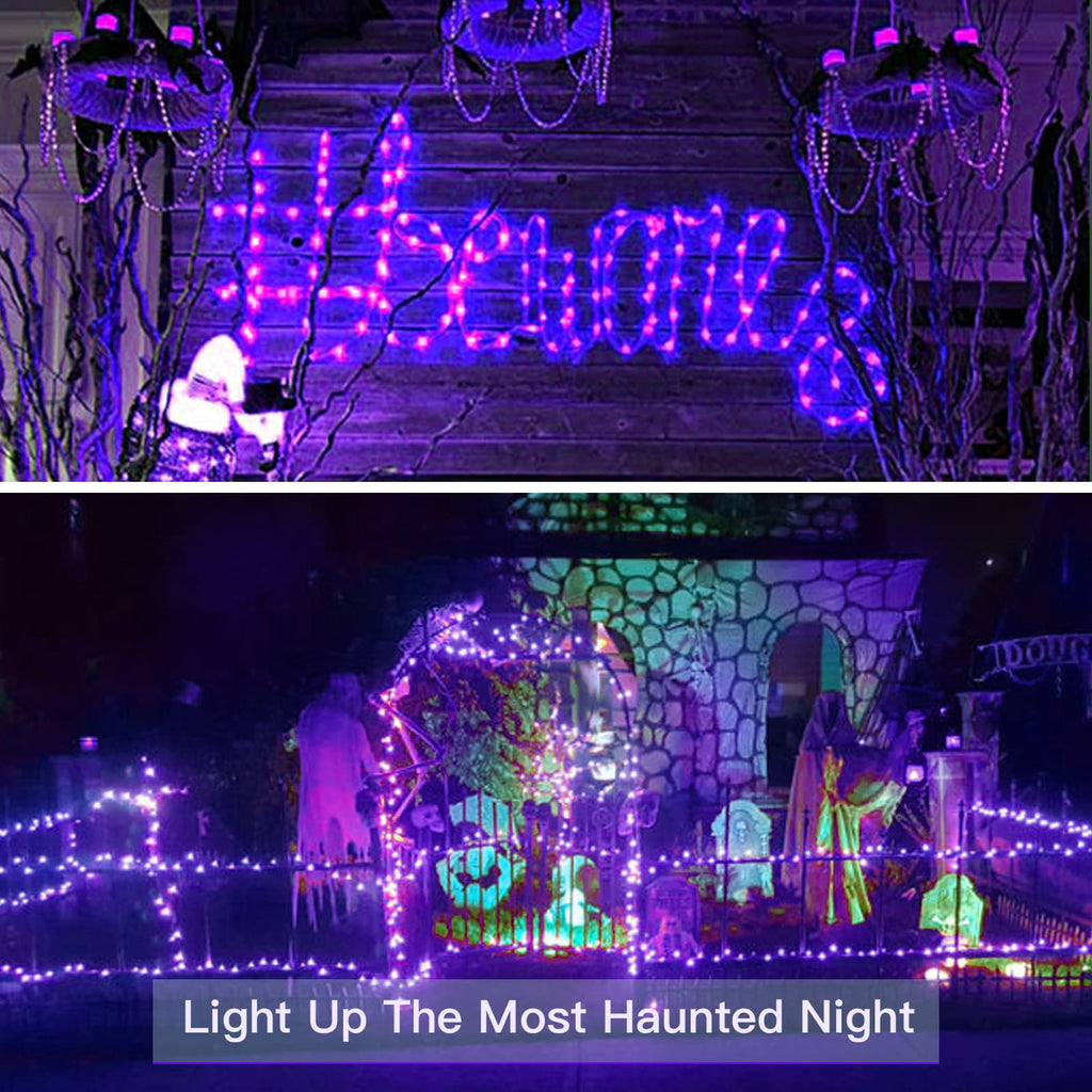 suddus Christmas Fairy Lights Battery Operated, 33ft 100 LED Fairy Lights with Remote, Purple String Lights for Outside, Porch, Home, Backyard, Window, Yard, Garland, Party Decorations