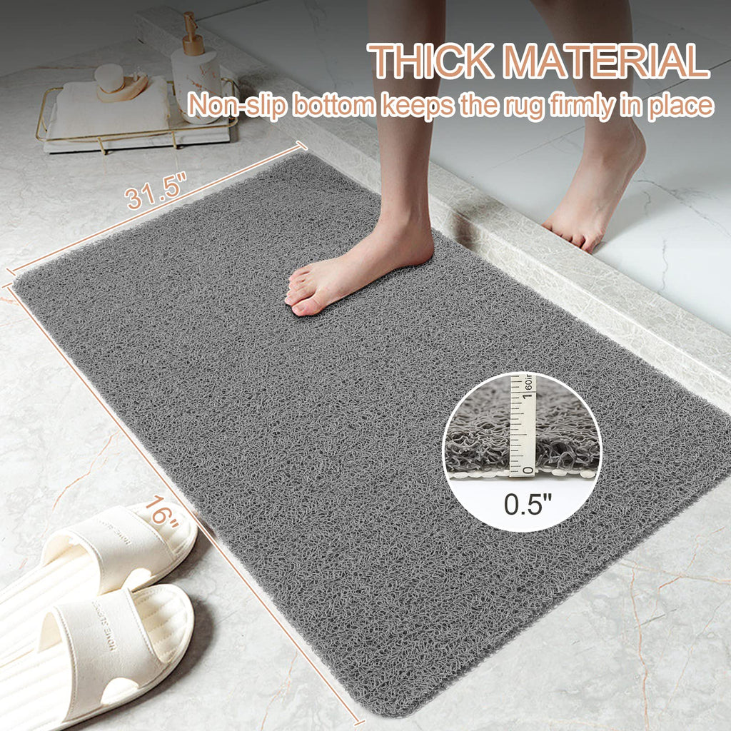 Joyhalo Shower Mats for Showers Anti Slip for Elderly, 17'' x 24'' Non Slip Bath Mat for Inside Shower, Bath Tub Mats for Bathroom Non Slip for Shower, PVC Loofah Bathroom Mats, Grey