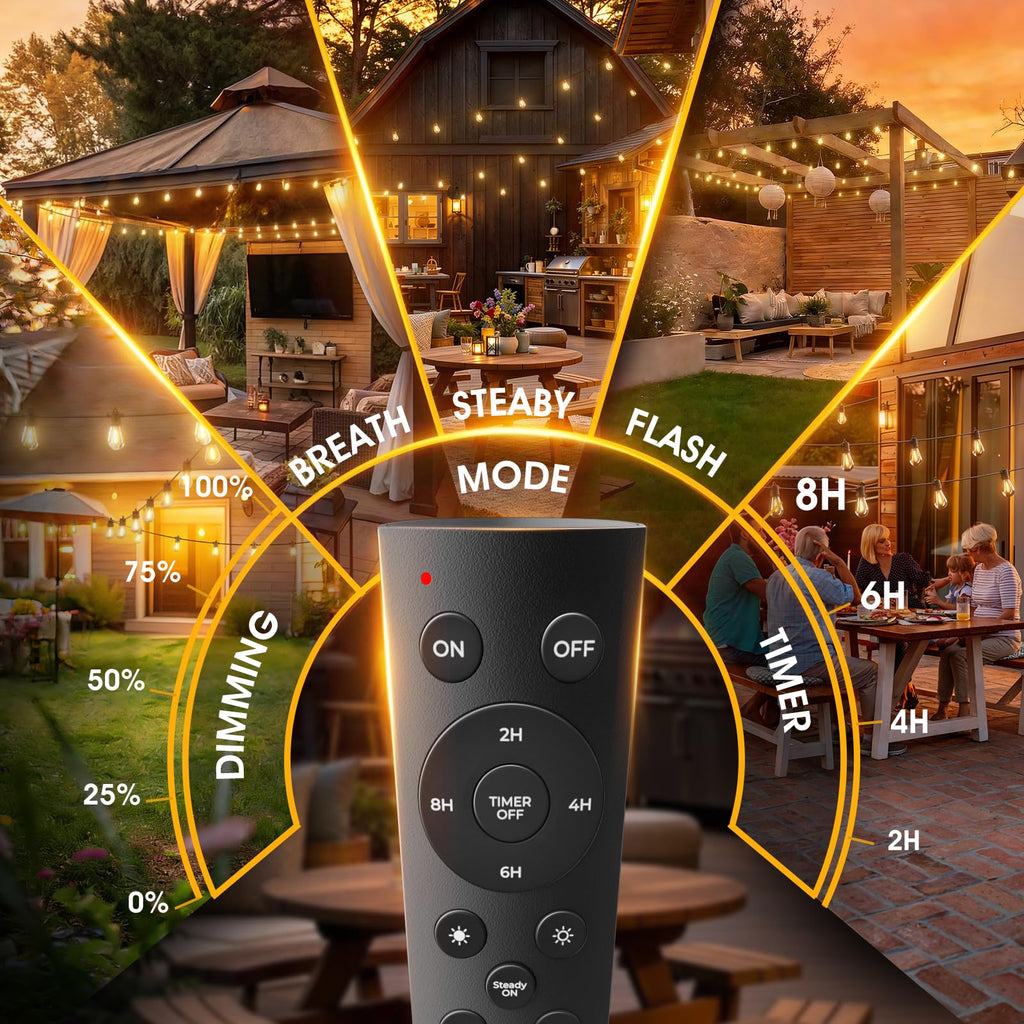 addlon 25FT LED Outdoor String Lights with Edison Shatterproof Bulbs, Heavy-Duty and Weatherproof Strand, Commercial Grade Patio Lights, Decorative for Garden or Patio, Black
