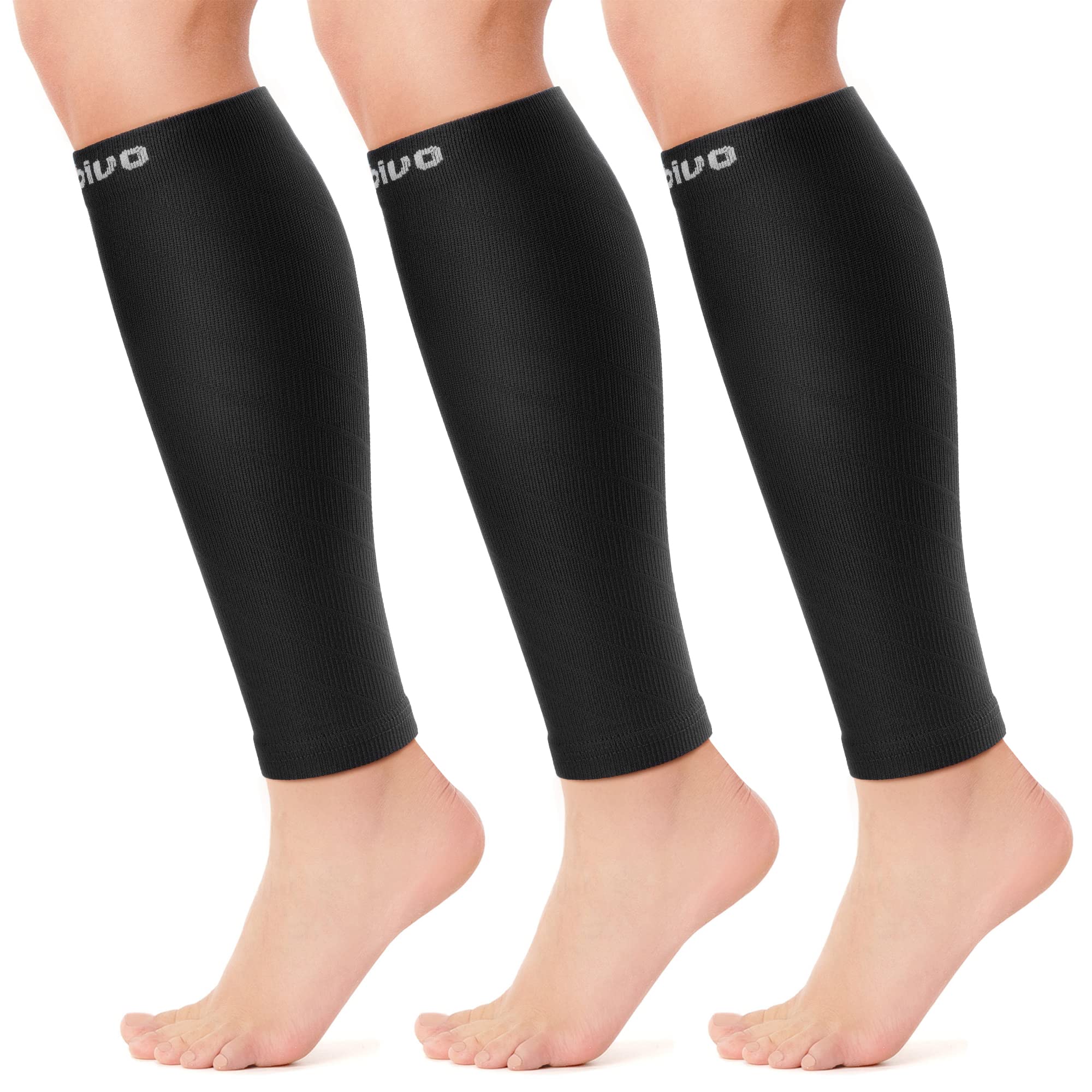 CAMBIVO 3 Pairs Calf Compression Sleeve for Women Men, Leg Support for Shin Splints, Varicose Vein(Pure Black, Large-X-Large)
