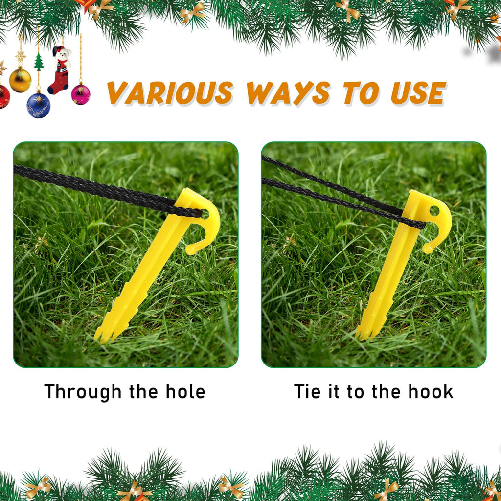 Inflatable Stakes and Tethers, Include Plastic Tent Stake, Tether with Hook Inflatable Spikes Christmas Halloween Holiday Party Decoration Accessories for Garden Yard Home Lawn Yellow (72 Pieces)