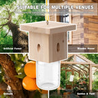 1 PCS Wood Carpenter Bee Trap for Outside - Best Bee Trap - Nature Hanging Carpenter Bee Traps Plastic Jar Outdoor - Insect Traps