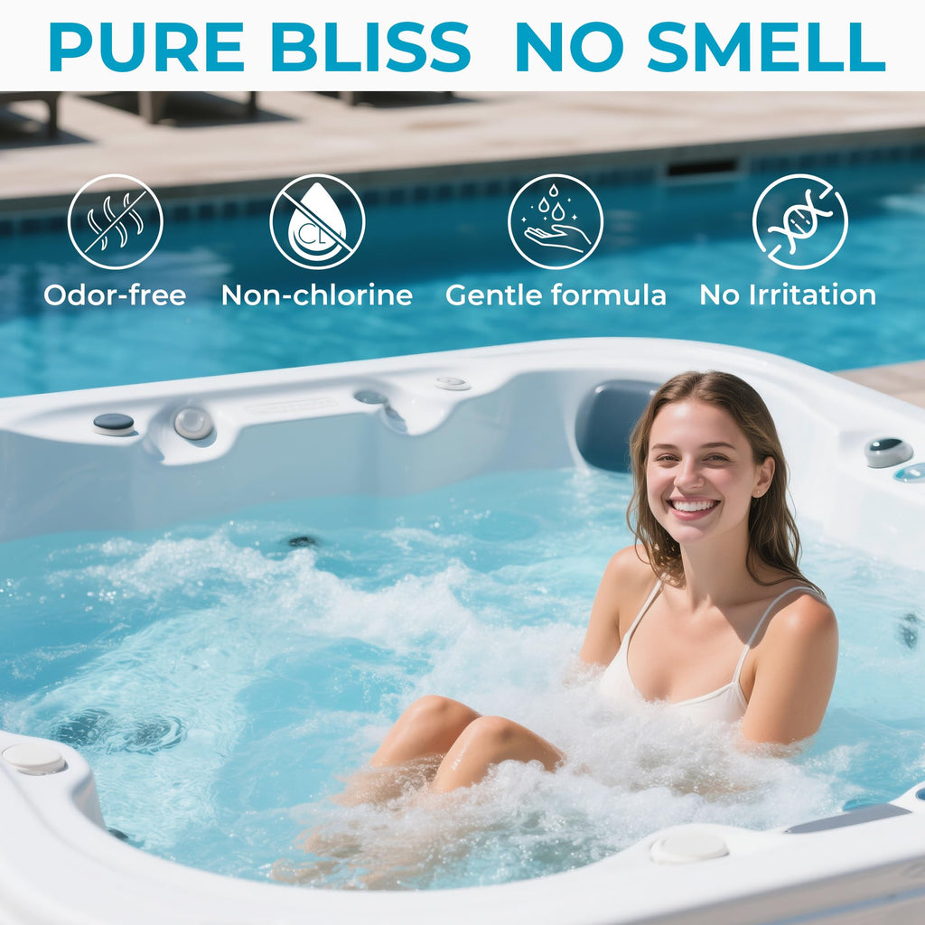 2.2 LB 2 Pack Non-Chlorine Spa Shock Oxidizer Cleaner for Hot Tub, Chlorine-Free Water Care & Enhanced Oxidizing Shock Cleaner for Hot Tubs, Spas and Pools, Quick Dissolving, Fast-Acting