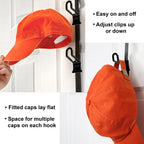 Perfect Curve Hat Organizer CapRack | Over-The-Door Hat Rack and Organizer | Baseball Cap Rack | Hat Rack for Door | Cap Organizer | 2 Straps | Holds up to 36 Adjustable Caps |Black