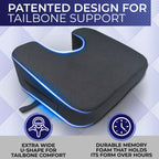 YogiBum Patented Cushion | Extra Large Tailbone Gap | XL Size for 190lbs+ | Med Size for 150-190lbs | Relief for LowBack, Tailbone, Sciatica, Hemorrhoids | Snug Fit on Office/Computer Chairs