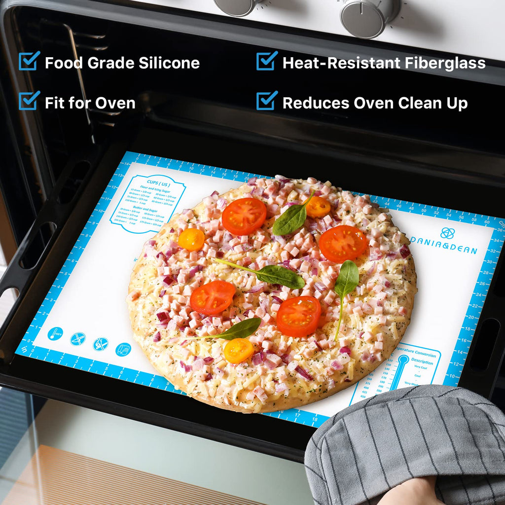 Silicone Pastry Mat,28" x 20" Nonstick Large Durable Silicone Sheet Mat with Measurement Non-slip Dough Rolling Mat for Pie Crust, Pizza, Cookies