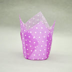 QLSmypkg Large Muffin Greaseproof paper Baking cupcake cups, 2-1/4" x 4" Purple printed with Polka Dot Tulip Baking Cup(Large) (125pcs)