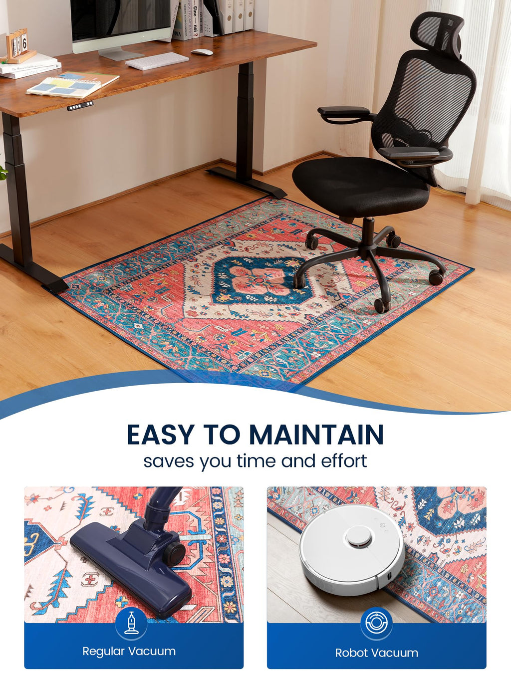 PROHALO Office Chair Mat for Hardwood Floor, 36"x48" Desk Chair Mat for Rolling Chairs, Non Slip Computer Chair Mat, Office Rug Mat for Office Home Hard Floor, Under Desk Mat for Gaming Chair-Red
