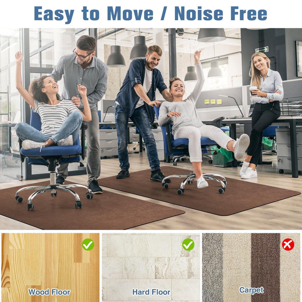 Placoot Office Chair Mat for Hardwood Floor, 55"x35" Corduroy Surface Computer Chair Mat, Desk Chair Mat, Large Anti-Slip Rubber Bottom Floor Protector for Home Office Brown