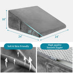 Domusensus Wedge Pillow for Sleeping, 10" Bed Wedge Pillow for After Surgery, Triangle Pillow Wedge for Heartburn, Acid Reflux, GERD, Back Pain Relief, Neck Pain, Soft & Cooling Memory Foam Top